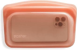 Stasher Silicone Bag EZ Snack (Coral (Amazon Limited Color))