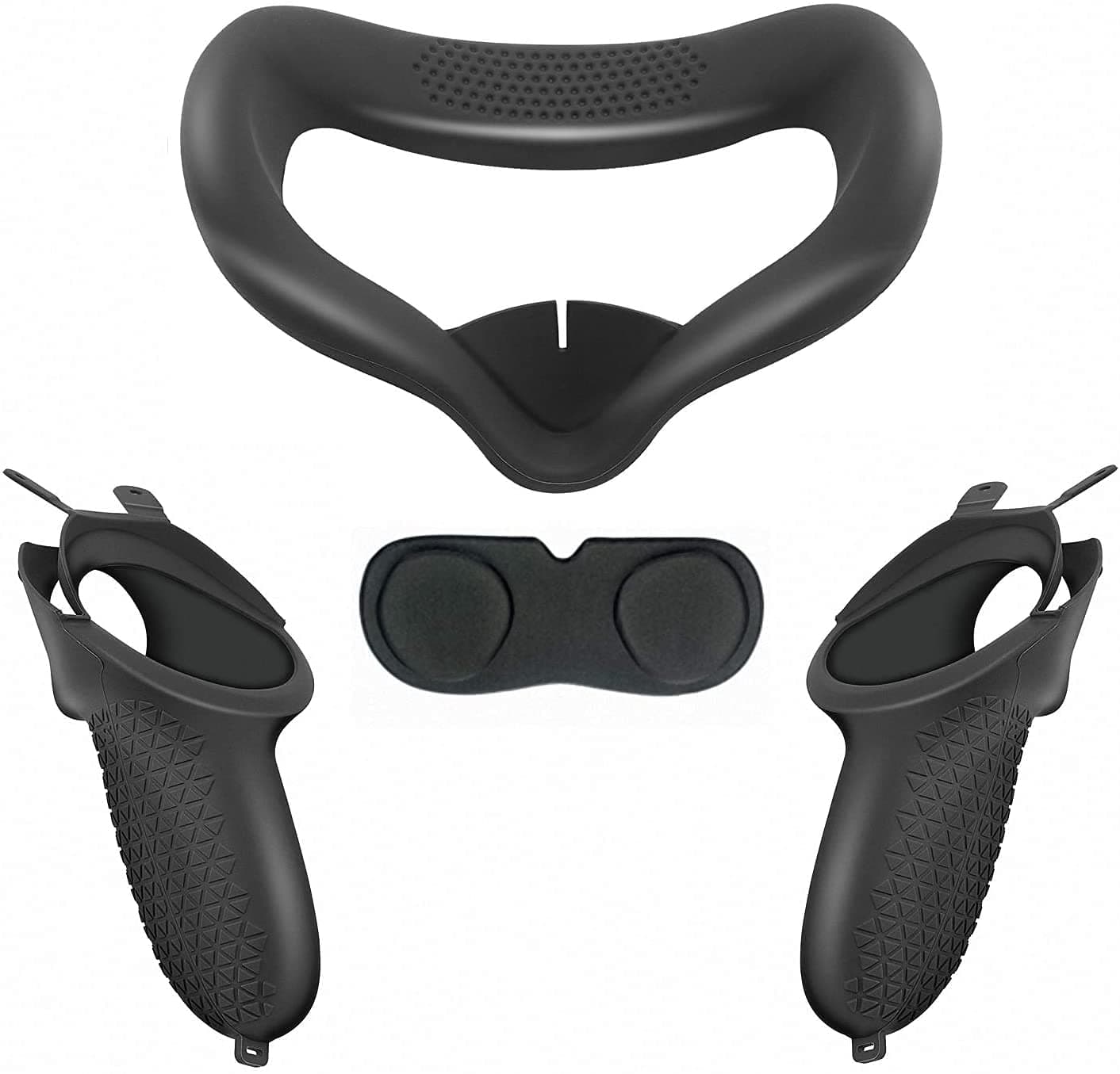 Protective Cover Compatible with Oculus Quest 2, Silicone Face Cover, Touch Controller Grip Cover and VR Lens Protect Cover