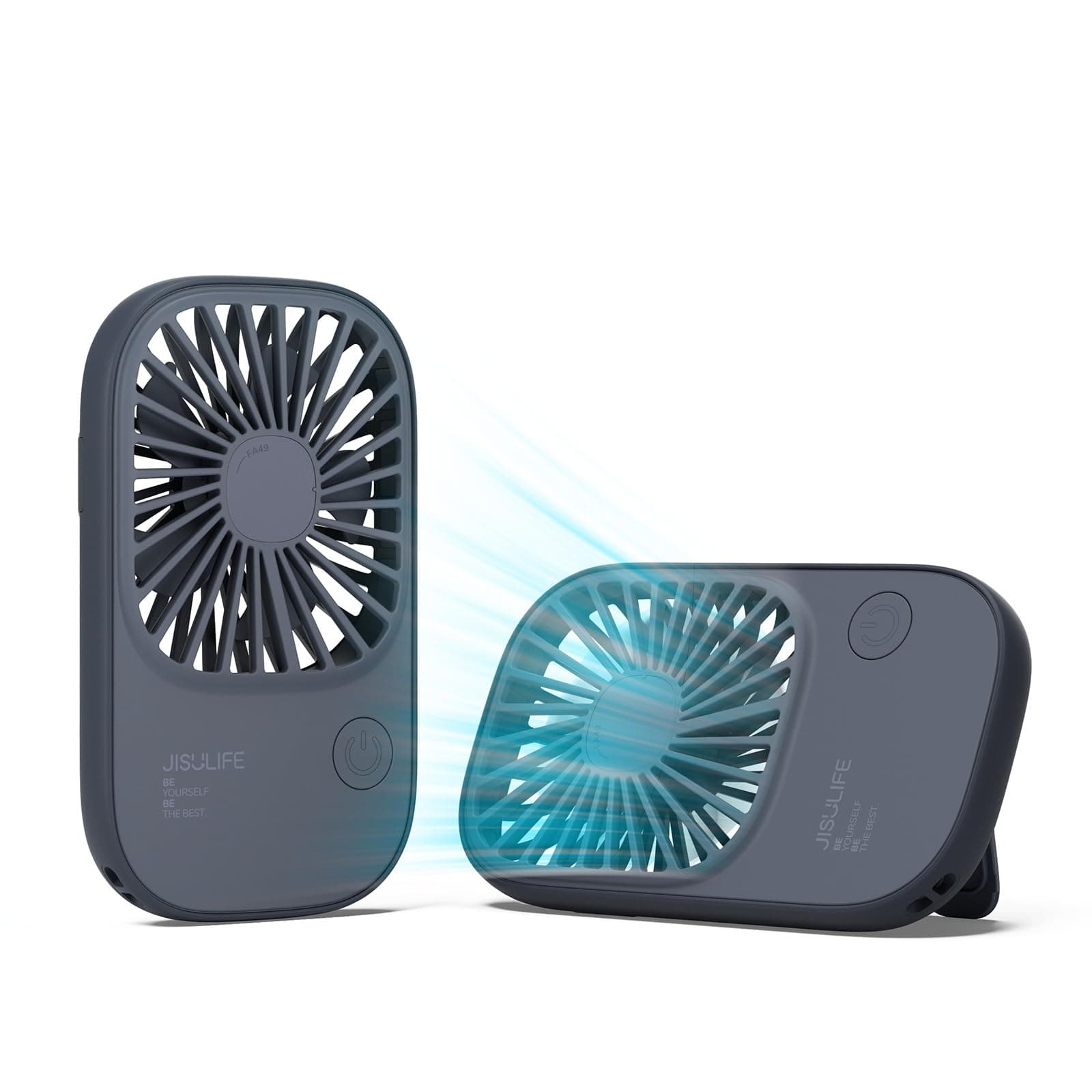 JISULIFE Handheld Mini Lash Fan with Bracket, Small Portable USB Rechargeable Personal Makeup/Eyelash Fan with 3 Speeds for Women Mom Girls Office Outdoor Travel Blue