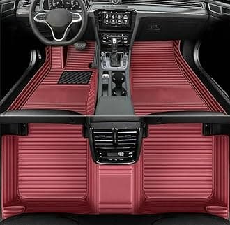 Custom Personalized Floor Mats for Cars，Luxury Full Coverage All Weather Car Floor Mats，Anti-Slip Leather Car Mat Set ，Custom Floor Mats for 99% of Cars, Trucks & SUVs (Streak Wine red)