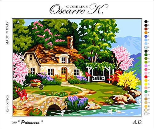 Krainer Needlepoint Kit Cottage 19.3"x15" 49x38cm. Printed Canvas cod K90