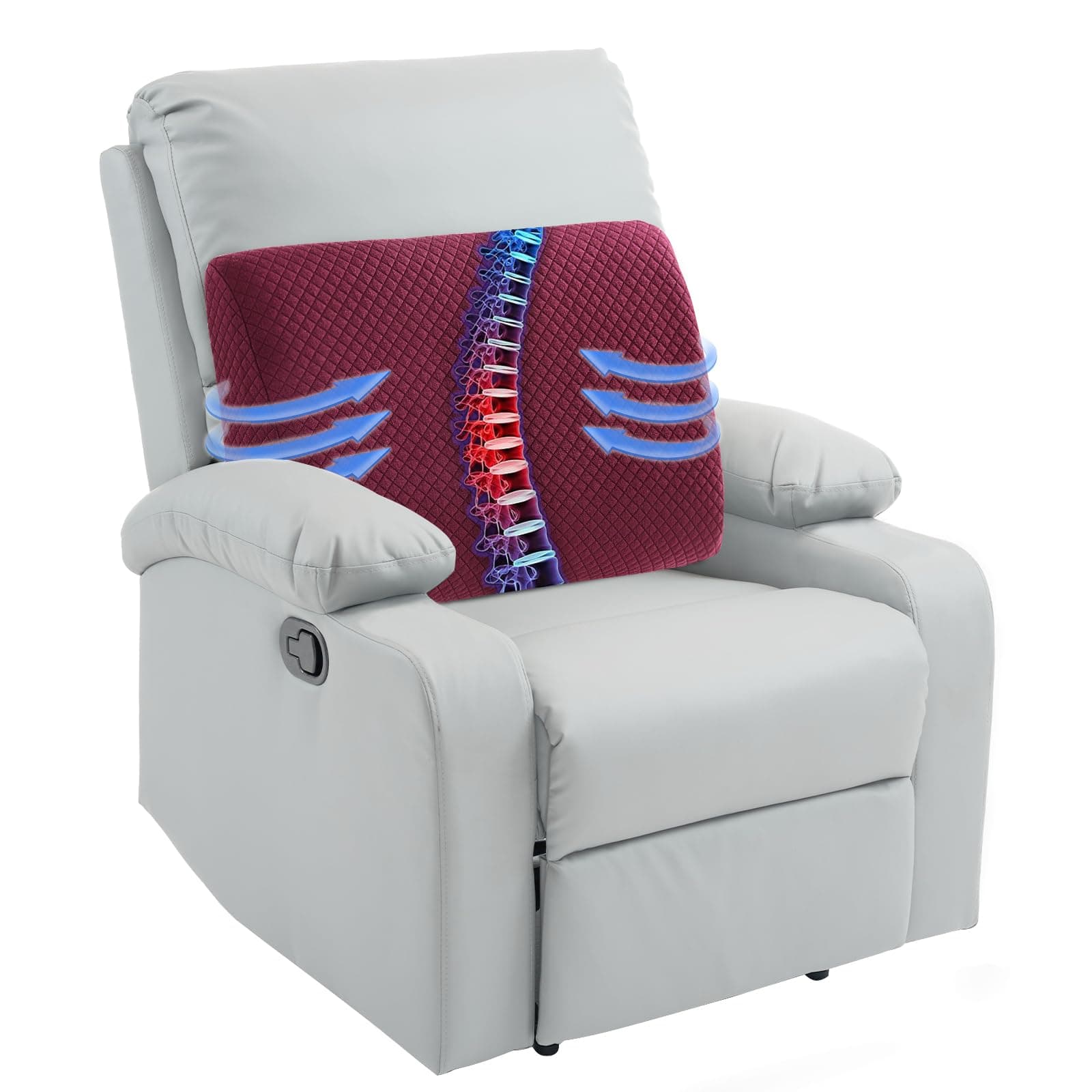 HOMBYS Lumbar Support Pillow for Recliner Chair, Memory Foam Back Support Cushion for Elderly,Extra Large Lumbar Support Pillow with Extension Straps, Thick Backrest for Home Reading,20x14x5 in