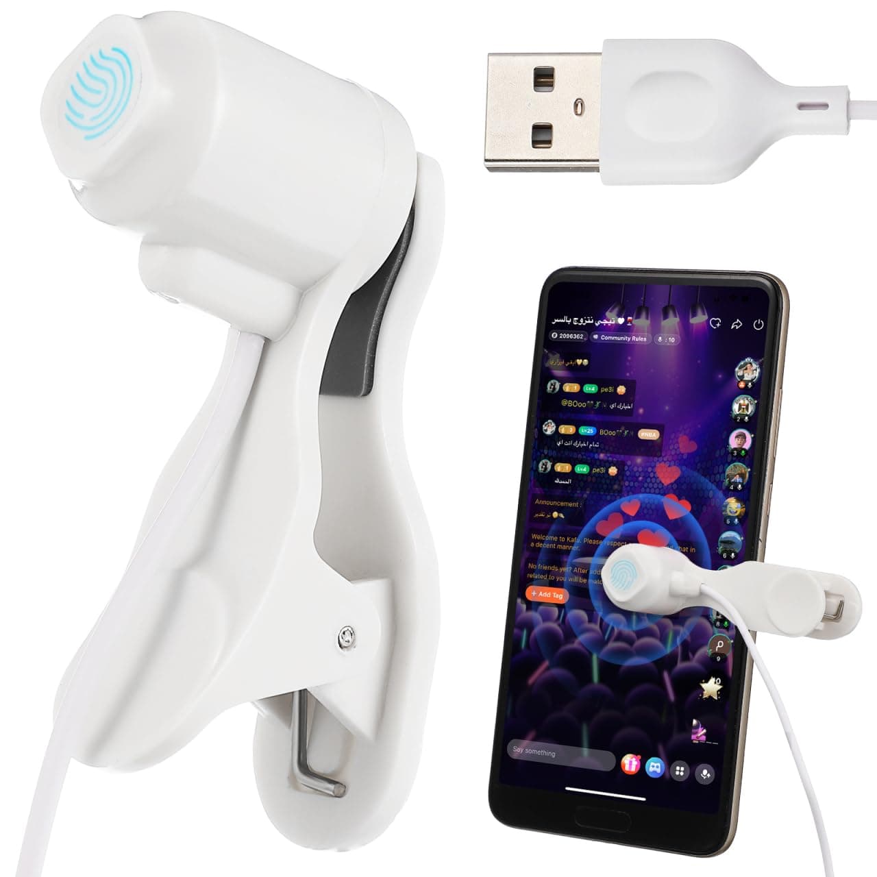 Automatic Phone Screen Tapper, Simulated Finger Clicker Clip-on USB Device Screen Auto Clicker for Gaming, Shopping, Live Broadcasts