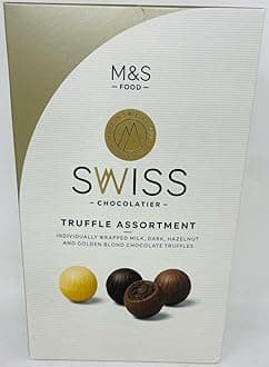 M&S Swiss Chocolate Truffle Assortment 665G Milk, Dark, Hazelnut and Golden Blond Chocolate Truffles