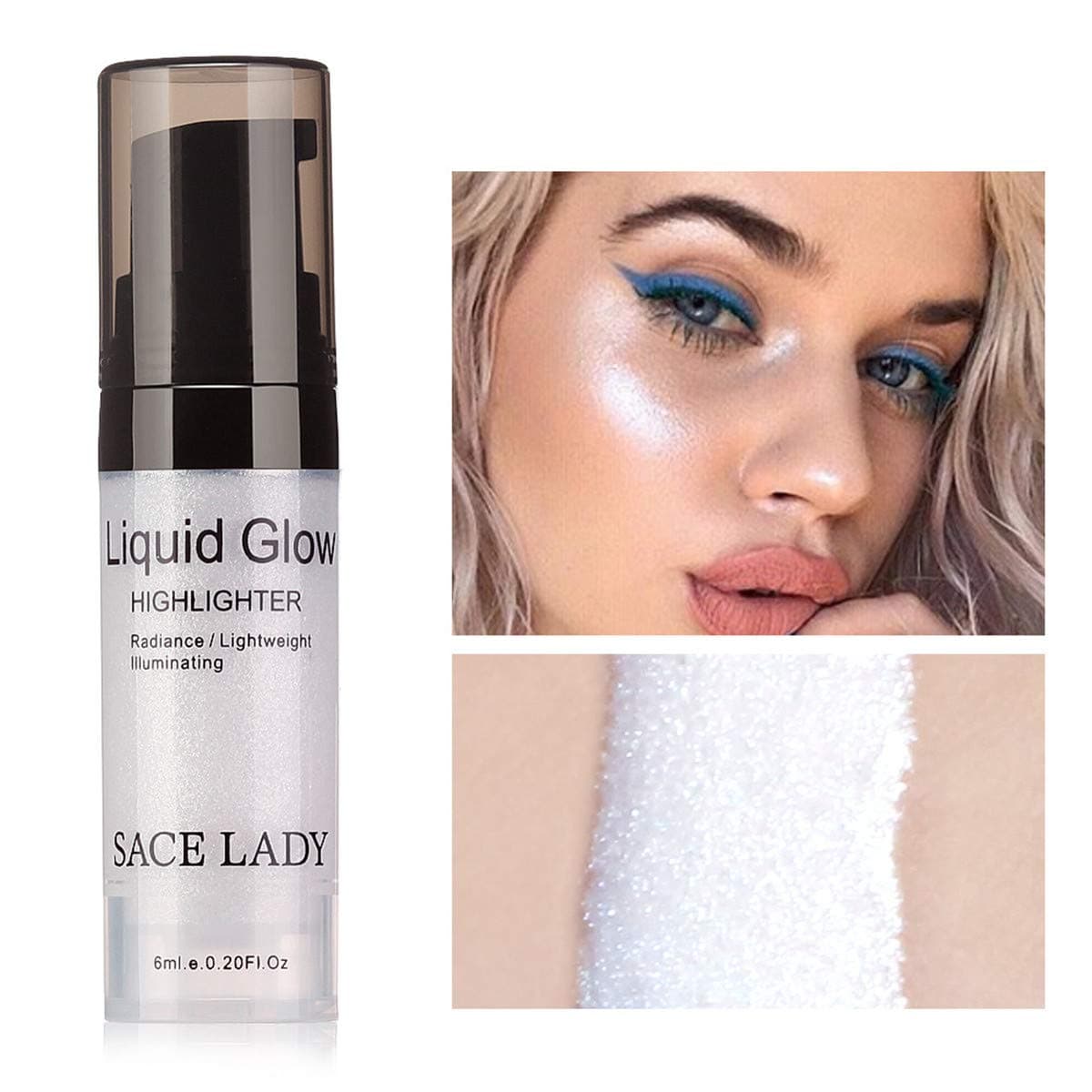 SACE LADY Liquid Pearl Highlighter Makeup Shimmer and Shine Ultra-Smooth Radiant Illuminator For Face Cheekbone Body Glow Bronzer Glitter Illuminating Highlighters Makeups, 0.2Fl Oz