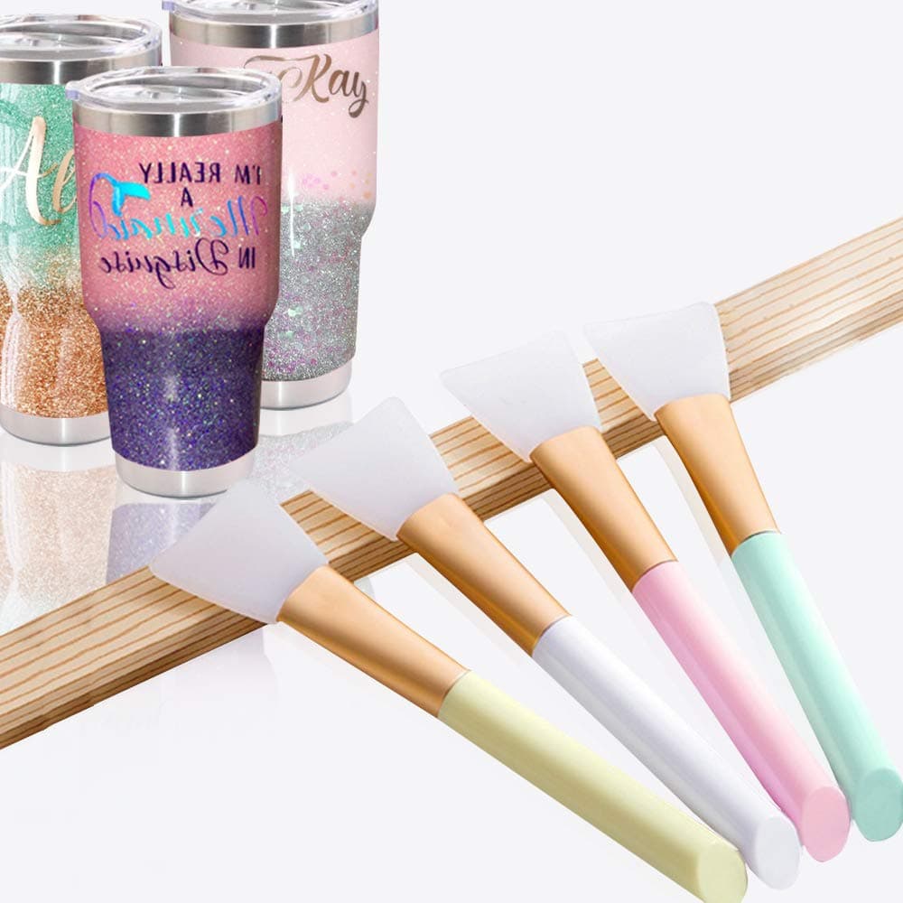 4 Pcs Magic Epoxy Brushes for Glitter Tumbler, USLINSKY Flexible Epoxy Sticks for Even Smooth Application, Easy Clean Tumbler Pens for DIY Mixing, Spreading Epoxy Resin to Bling Tumbler Cup, Mug