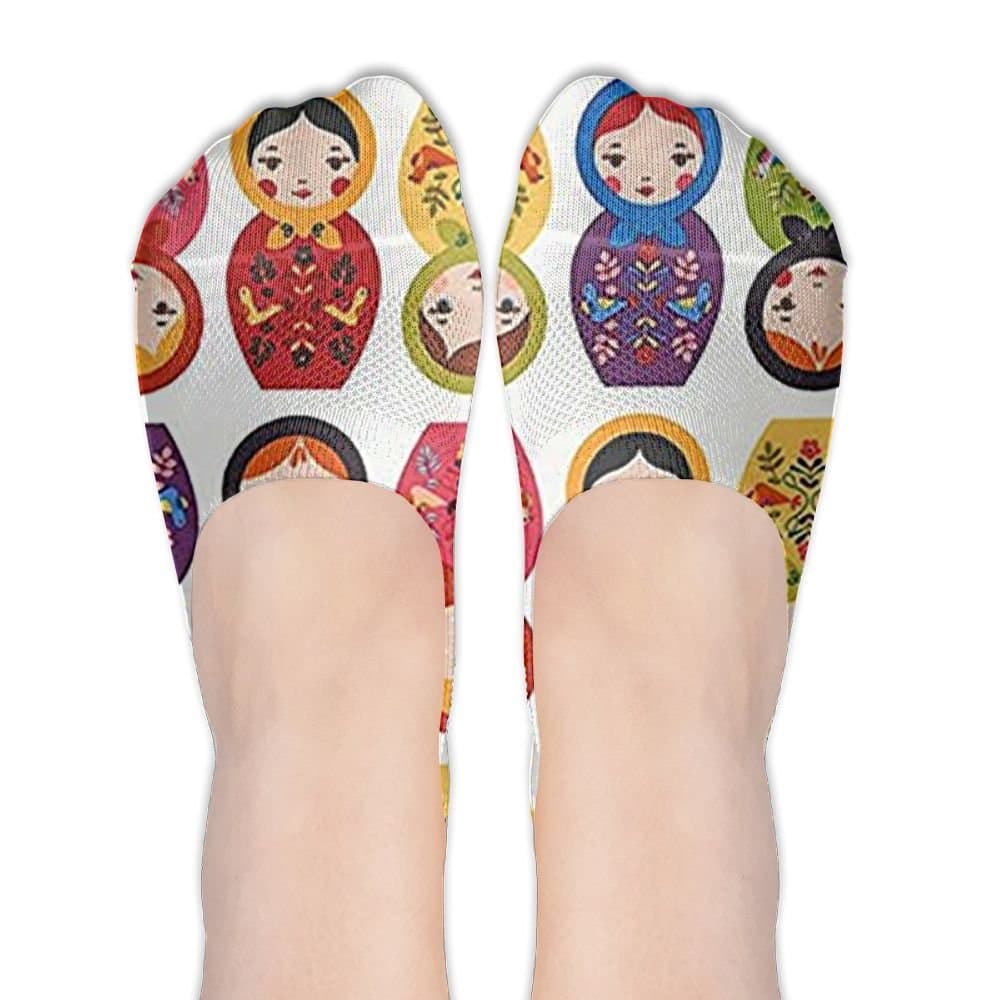 Women's Russian Matryoshka Nesting Dolls Bright Thin Casual Hidden No Show Liner No Show Athletic Running Socks Non Slip Flat Boat Line