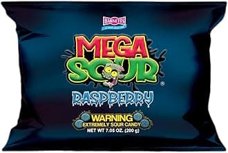 Mega Sour Candy Raspberry 200g - Trendy Sweet Bags - Traditionally Handmade Sweets - Sour Coating Lasts 20 Seconds - Candies for Party Bag, Gift Hamper, or Hamper Box