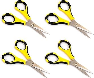 EK Tools Cutter Bee Scissors 4 Pack, Black and Yellow, Multi Pack Scissors for Fabric, Embroidery, Crafting, Herbs, Gardening, Office, Home, & More