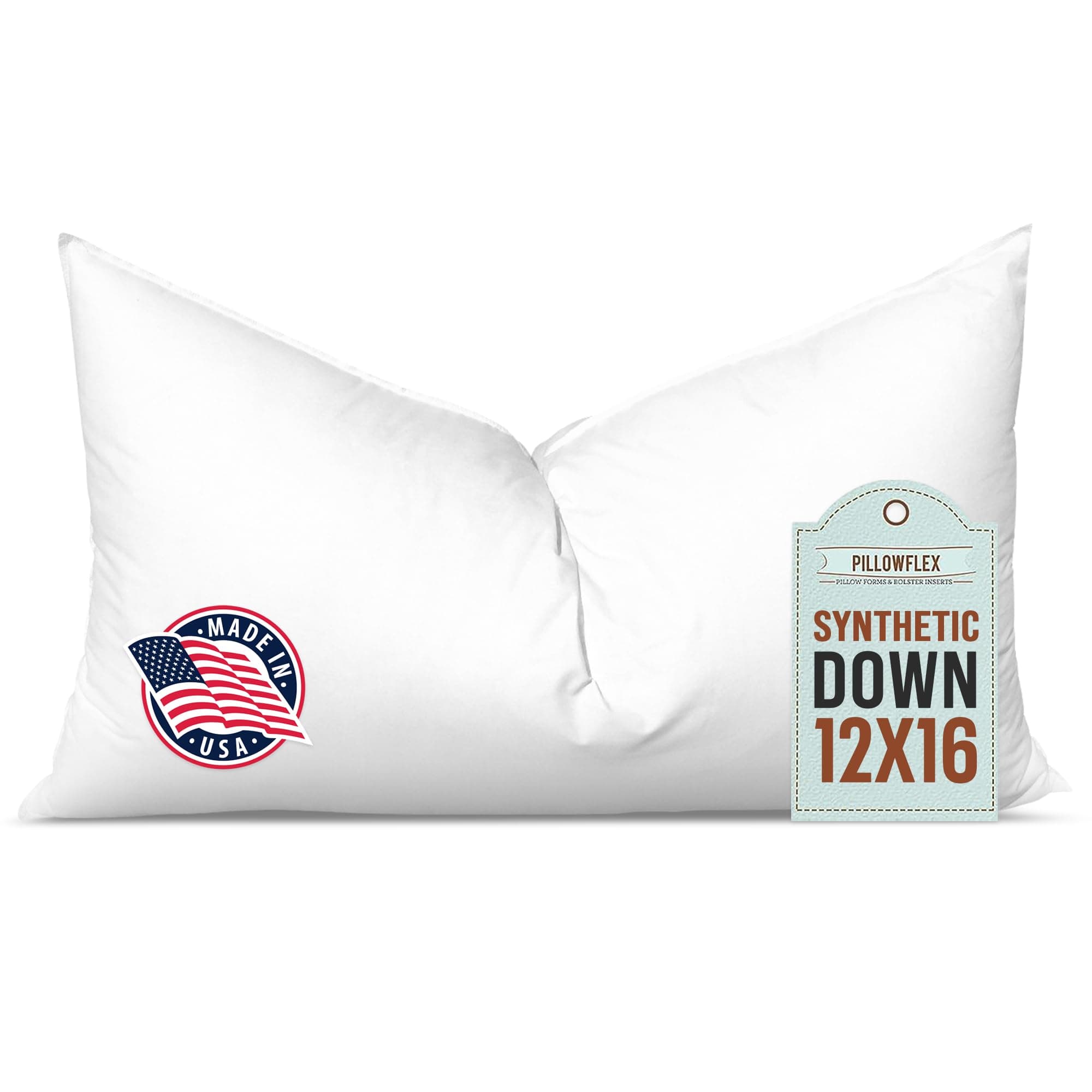 Pillowflex Synthetic Down Pillow Insert - 12x16 Down Alternative Pillow, Ultra Soft, Small Rectangle Lumbar, Travel, Neck, Sleeping Pillow - 1 Decorative Pillow Form