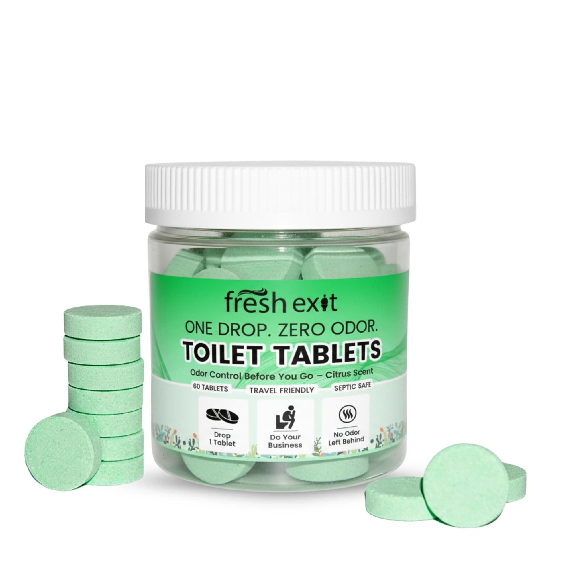 Toilet Deodorizer Tablets – Drop One In and Go – 60 Count Citrus Scent – Odor Elimination for Bathroom – Replaces Toilet Spray – Long Lasting – Fresh Bowl Freshener