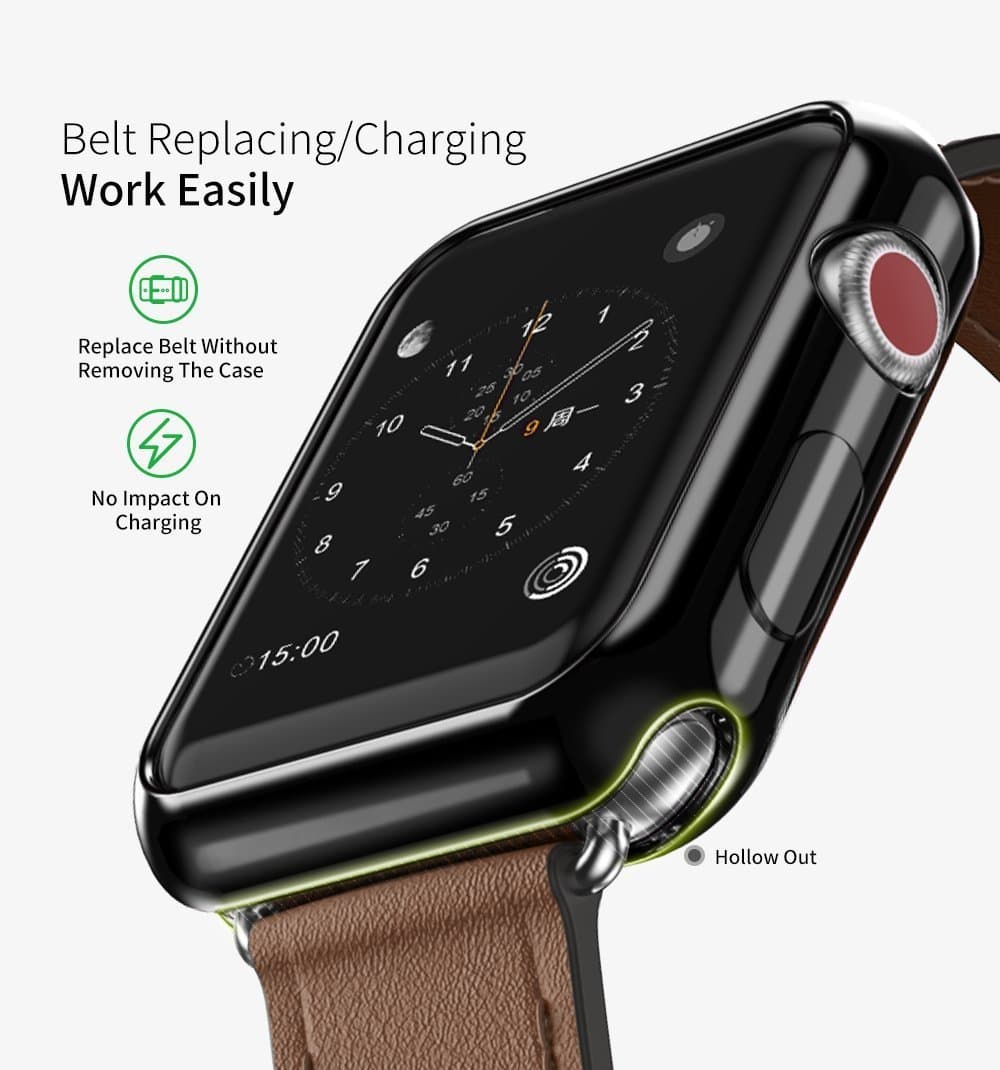 Apple Watch 3 Case, 2 Pack ARKFU iWatch 42mm Rugged Protective Slim Shock Resistant Soft TPU Case Bumper Cover Apple Watch 42mm Screen Protector Series 3 Series 2, Black and Clear