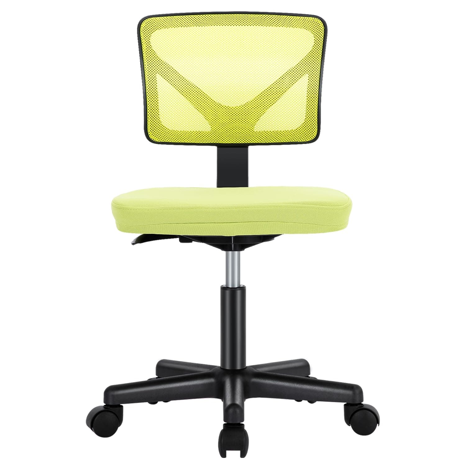 Sweetcrispy Office Computer Desk Chair, Ergonomic Low-Back Mesh Rolling Work Swivel Chairs with Wheels, Armless Comfortable Seat Lumbar Support for Home, Bedroom, Study, Student, Adults, Green