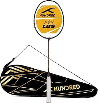 Hundred Rock 88 Badminton Racket with Full Racket Cover | for Intermediate Players | 82 Grams | Maximum String Tension - 32lbs