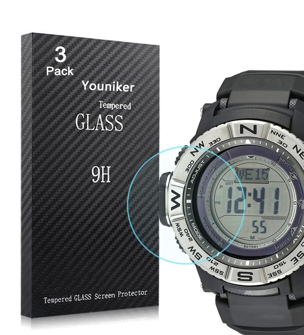 3 Pack Compatible with PRW3500 Watch Screen Protectors Tempered Glass for PRW-3500/ PRW-3500Y/ PRW-3500T Screen Protector Foils Glass Anti-Scratch