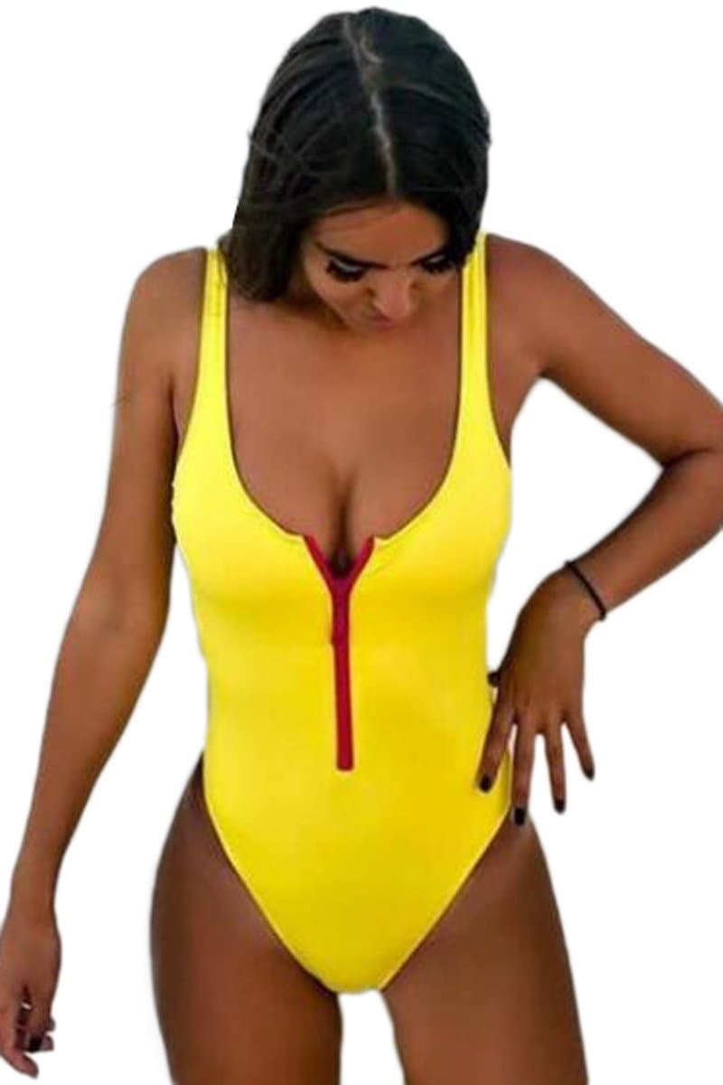 CHYRII Women Sexy Zipper Front Low Back High Cut One Piece Swimsuit Bathing Suit
