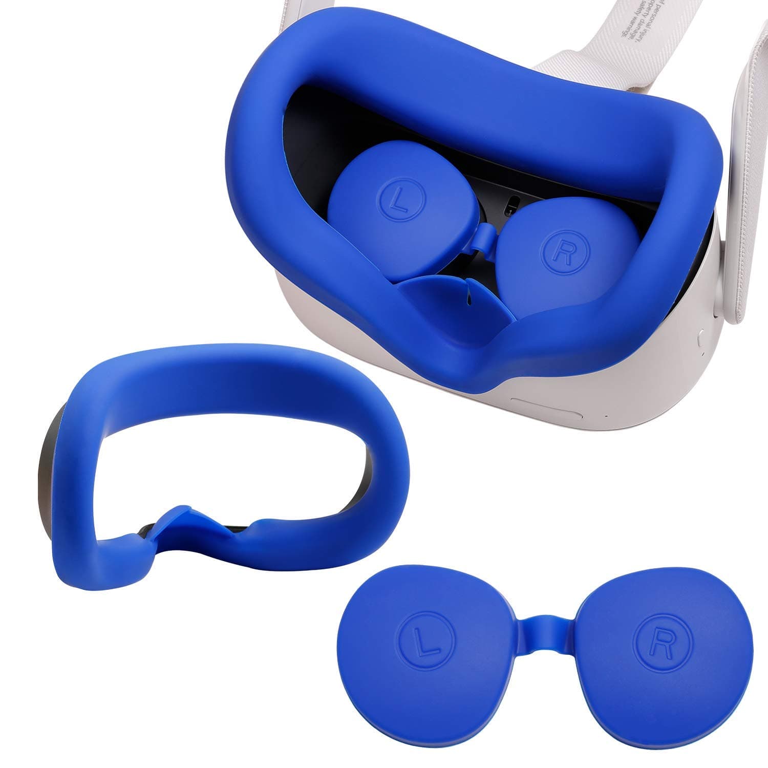 Devansi VR Silicone Face Cover with Lens Cover for Oculus Quest 2 Sweat-proof Face Pad Eye Pad Washable Face Cushion Light-proof (Blue) …