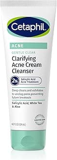 Cetaphil Acne Face Wash, Gentle Clear Clarifying Acne Cream Cleanser with 2% Salicylic Acid, Deep Cleans & Treats Acne Prone Skin, Skin Care for Sensitive Skin, 4.2oz