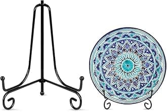 Plate Stands for Display, Plate Holder Display Stand, Picture Frame Stand Metal Frame Holder Stands for Book,Small Easel,Decorative Plate,Photo and Platter,Tabletop Art Black 6 Inch