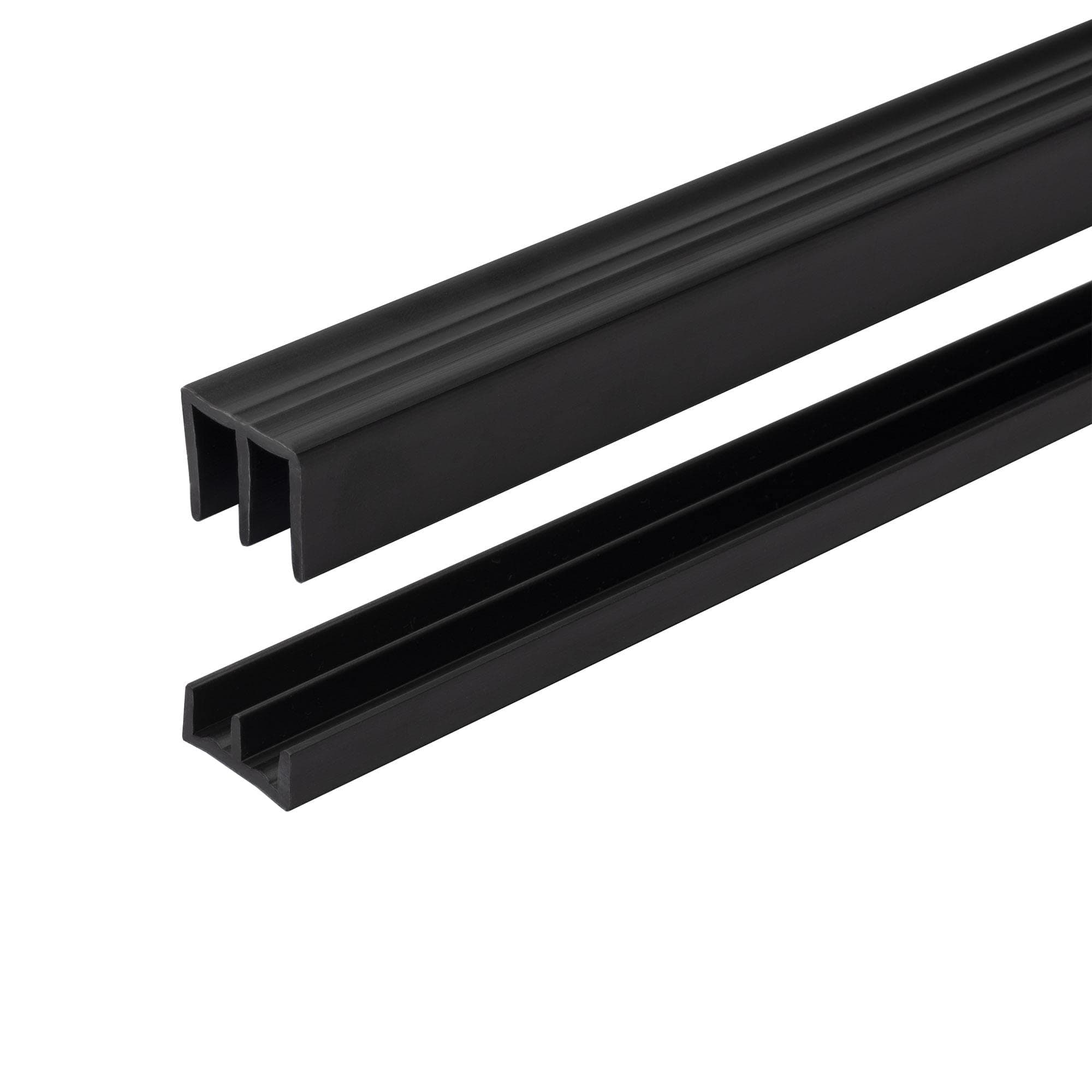1/4" Panel Sliding Door Track - 48" Black Plastic Upper & Lower Set, USA Made, Pack of 1 - Outwater