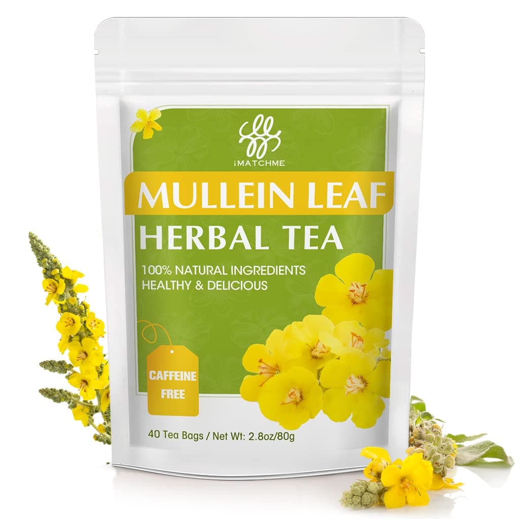 - Mullein Leaf Tea - Respiratory and Lung Cleanse Herbal Tea, Caffeine Free, 40 Tea Bags