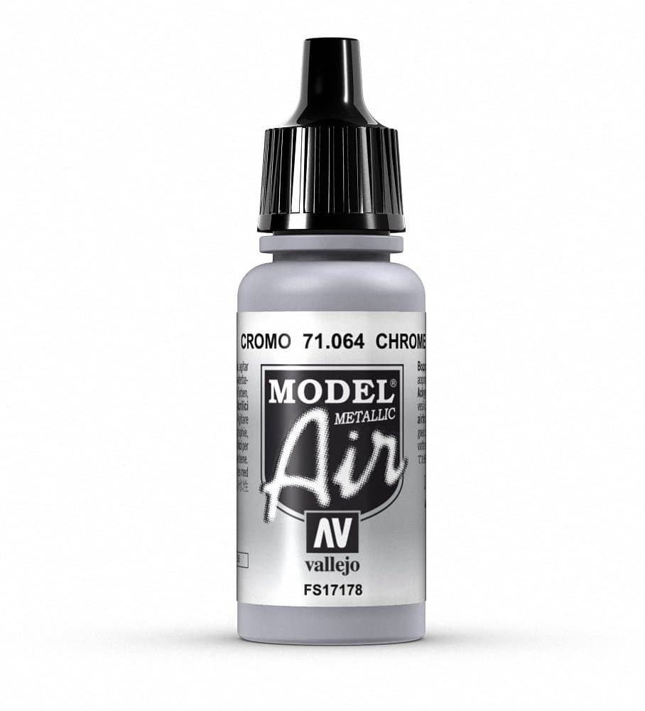 Vallejo 71.064 Model Air Matte Acrylic Paint 17 ml, Metallic Chrome
