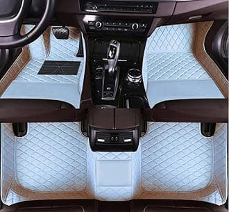 LIODOR Custom All-Weather Protection Leather Car Floor Mats for Cars Sedan SUV Sports Car Waterproof Floor Mat (White)
