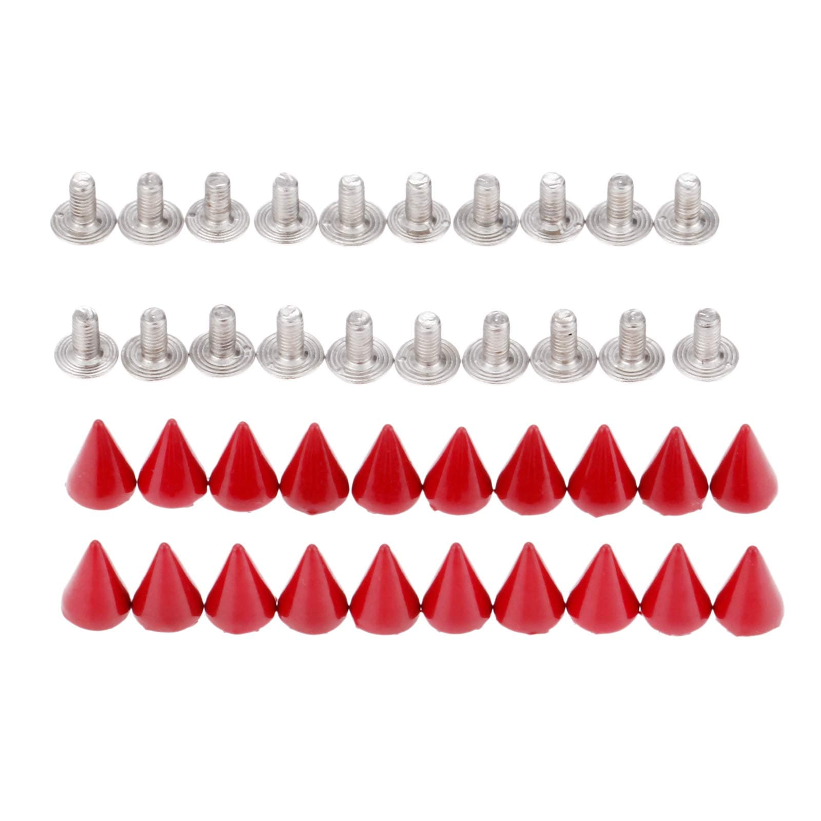 Yetaha 20pcs Red Cone Spikes Studs, Punk Metal Rivets Screw For Handbag, Belt Shoes, Colored Metal Screw Back Rivet, Cone Spikes Screwback Studs, DIY Leathercraft Findings, 7X10MM
