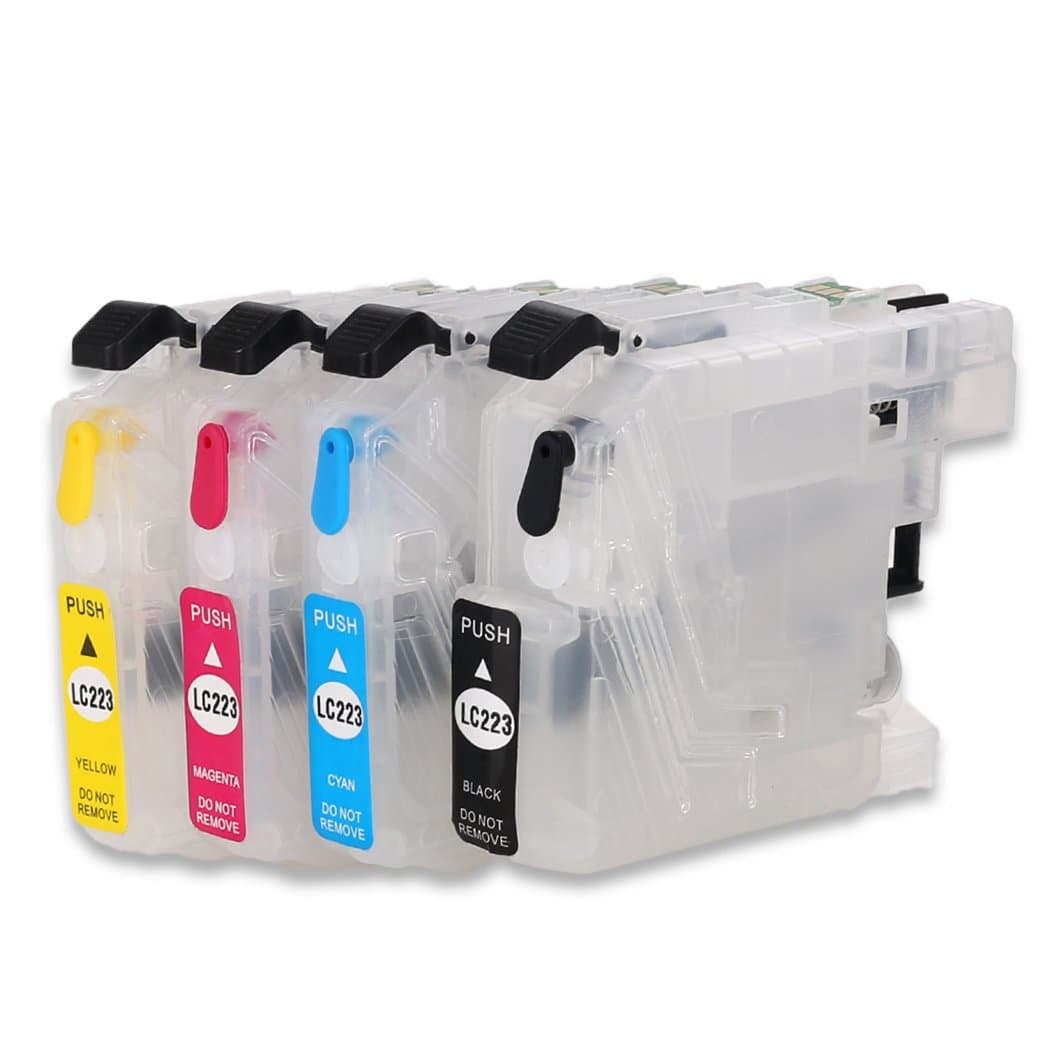 LC223 Empty Refillable Ink Cartridge With Rechargeable Chips Compatible with Brother DCP-4120DW J562DW MFC-J4420DW J4620DW J4625DW J5320DW J5620DW J5625DW J5720DW J480DW J680DW J880DW Printer