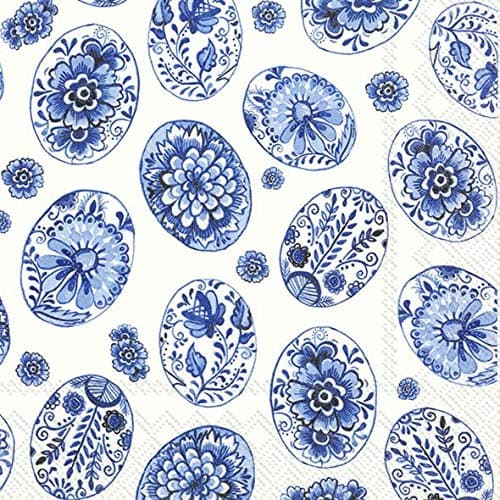 DECORATIVE EGGS white blue Easter Luncheon Paper Table Napkins 20 in a pack 33cm square