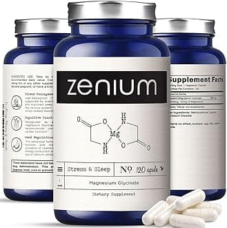 Zenium - Magnesium Glycinate for Sleep, Chelated, 600mg per Serving, 120 Capsules | High Absorption | Relieve Tension, Worry, Nervousness | Calm The Mind & Body | Ayurvedic | Natural Relief Supplement