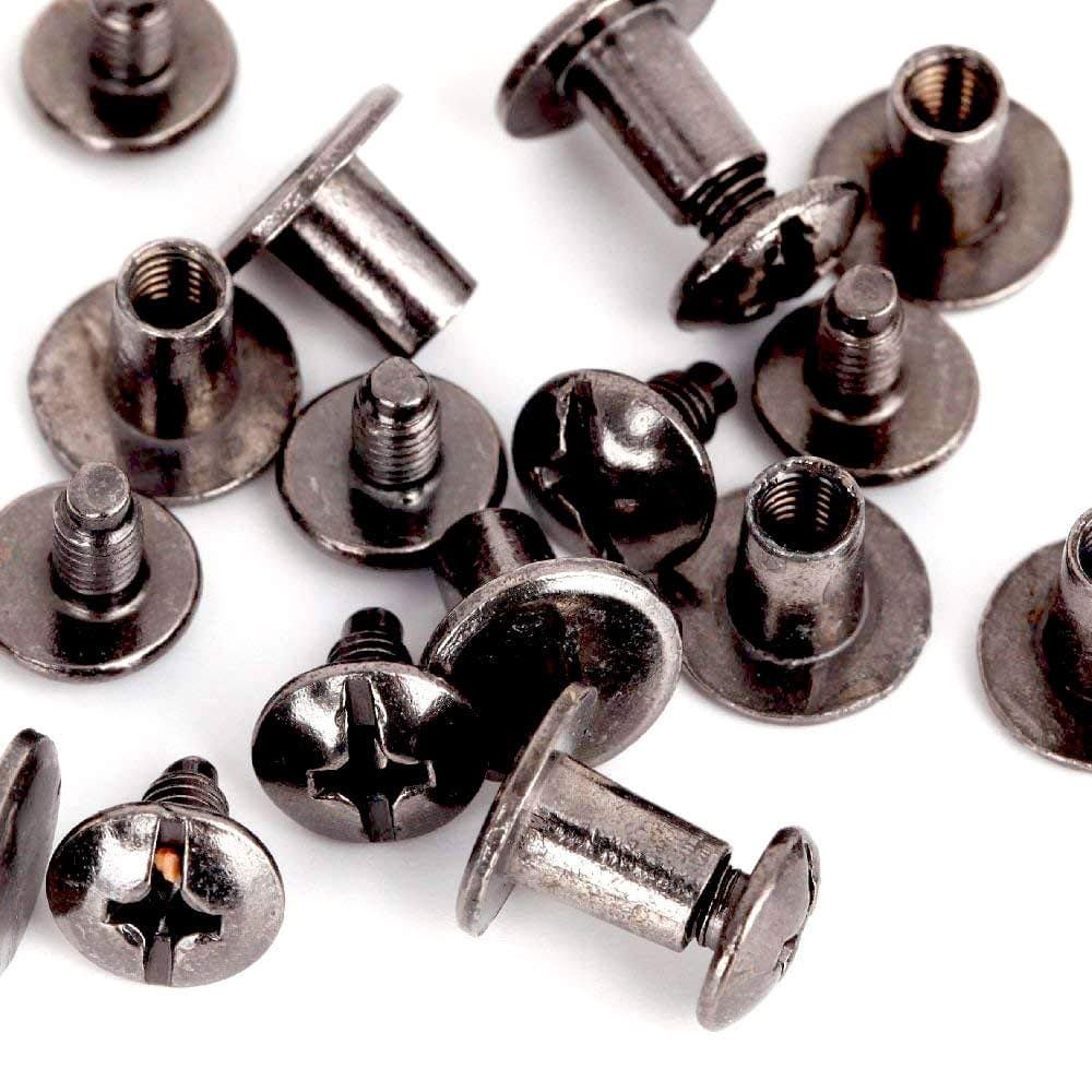 RUBYCA Round Flat Studs and Spikes Metal ScrewBack For Leathercraft Punk DIY - Black, 8mm x 7mm, 500 PCS By eART