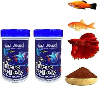 - Premier Plants Aquarium Fish Food Micro Pellets Slow Sinking Fish Food for Gupp, Tetra, Barb and Betta Feed with 46% Protein (30 Gram 0.6 mm) Pack of 2,All Life Stages