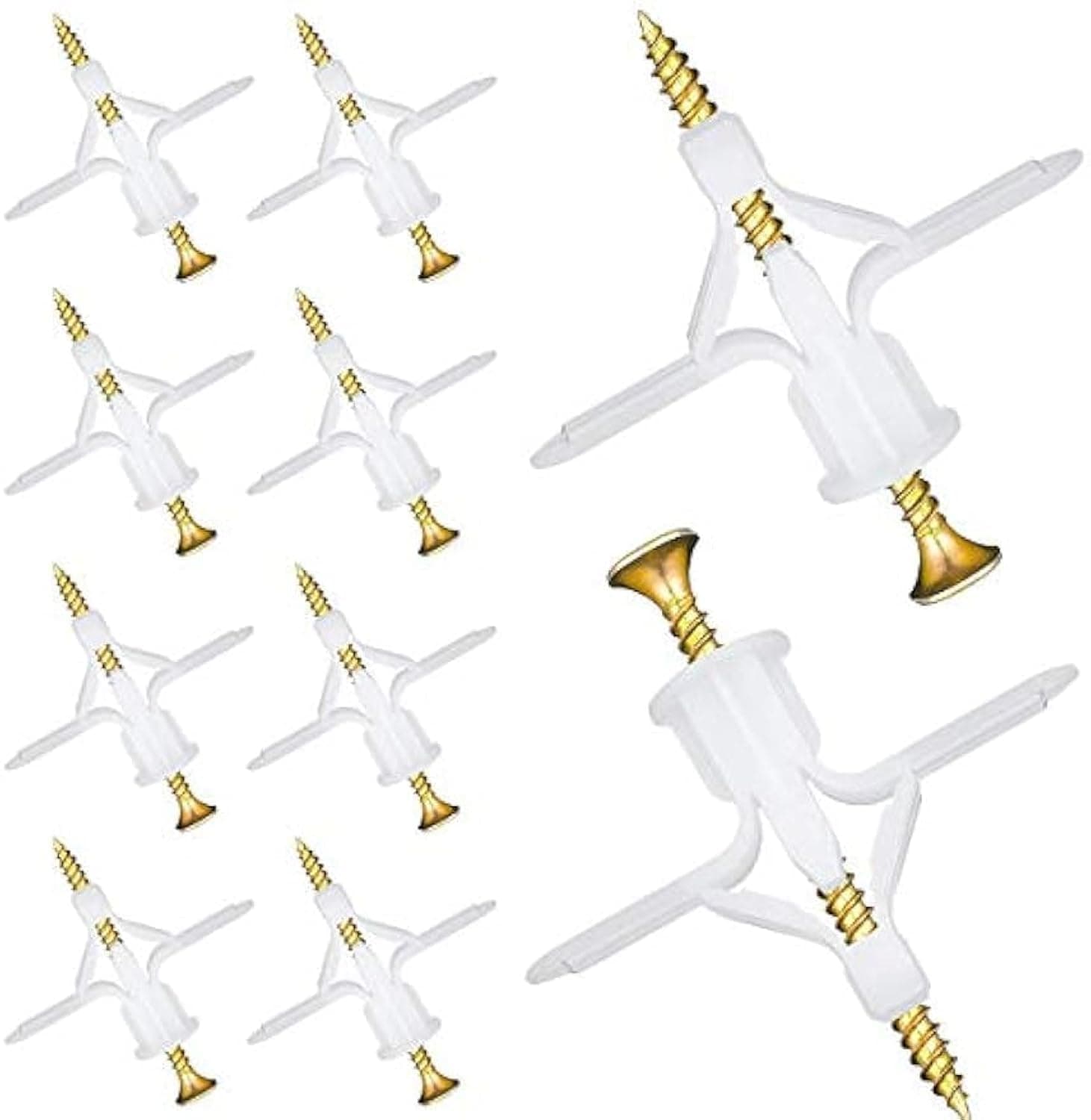 Drywall Anchor Screw Kit - Includes 50 Butterfly Expansion Plugs and 50 Stainless Steel Metal Screws ,Butterfly Expansion Tube Pipe for Curtain Gypsum Board Wall Installation Fastener Hardware