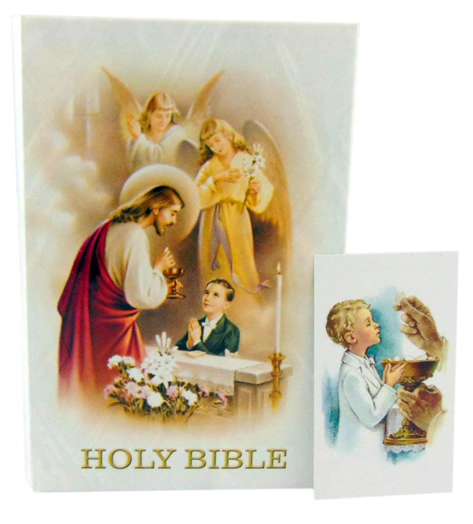 Westman Works First Holy Communion Bible Gift Set for Boys with Holy Card Boxed
