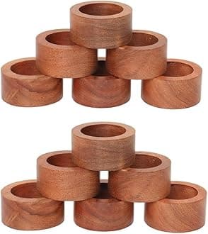 Wooden Napkin Ring for Weddings Dinner Parties or Every Day Use (Set of 12, Plane)