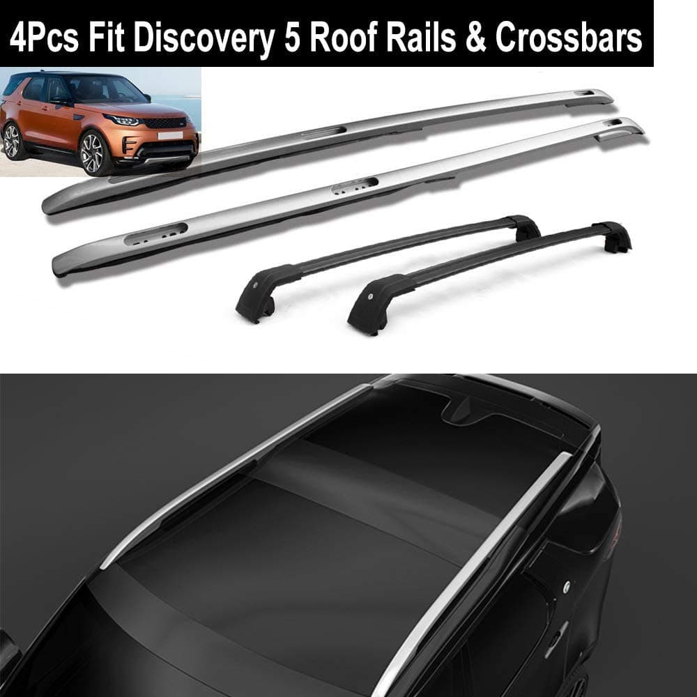 KPGDG 4Pcs Fit for All New Discovery 5 L462 2017 2018 2019 2020 Aluminium Roof Rails Roof Racks Lockable Cross Bars Crossbars - Silver