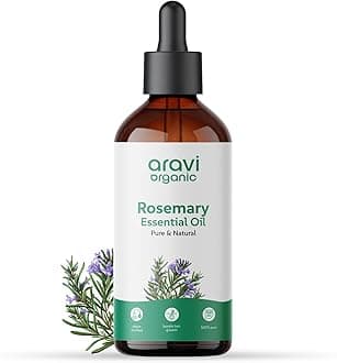 Aravi Organic 100% Pure And Natural Rosemary Essential Oil for Hair Growth, Hair Fall Control, Hair Nourishment & Strengthens And Skin Care - Rosemary Oil for Women and Men - 3.3 FL Oz / 100ml
