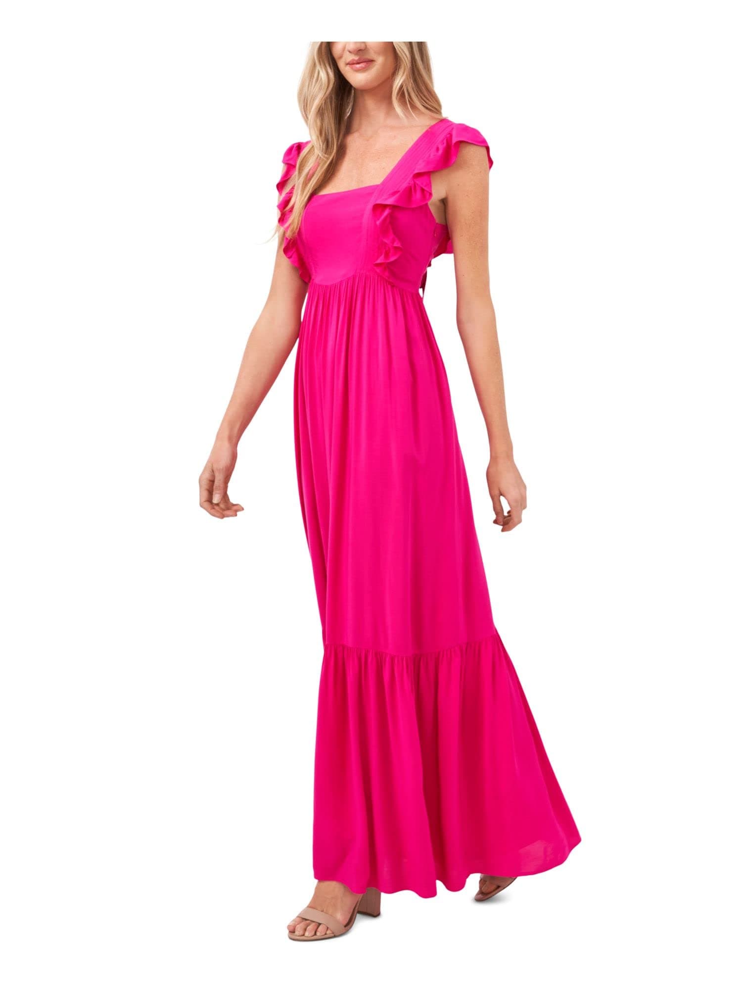 CeCe Sleeveless Ruffled Maxi Dress - pink - Large
