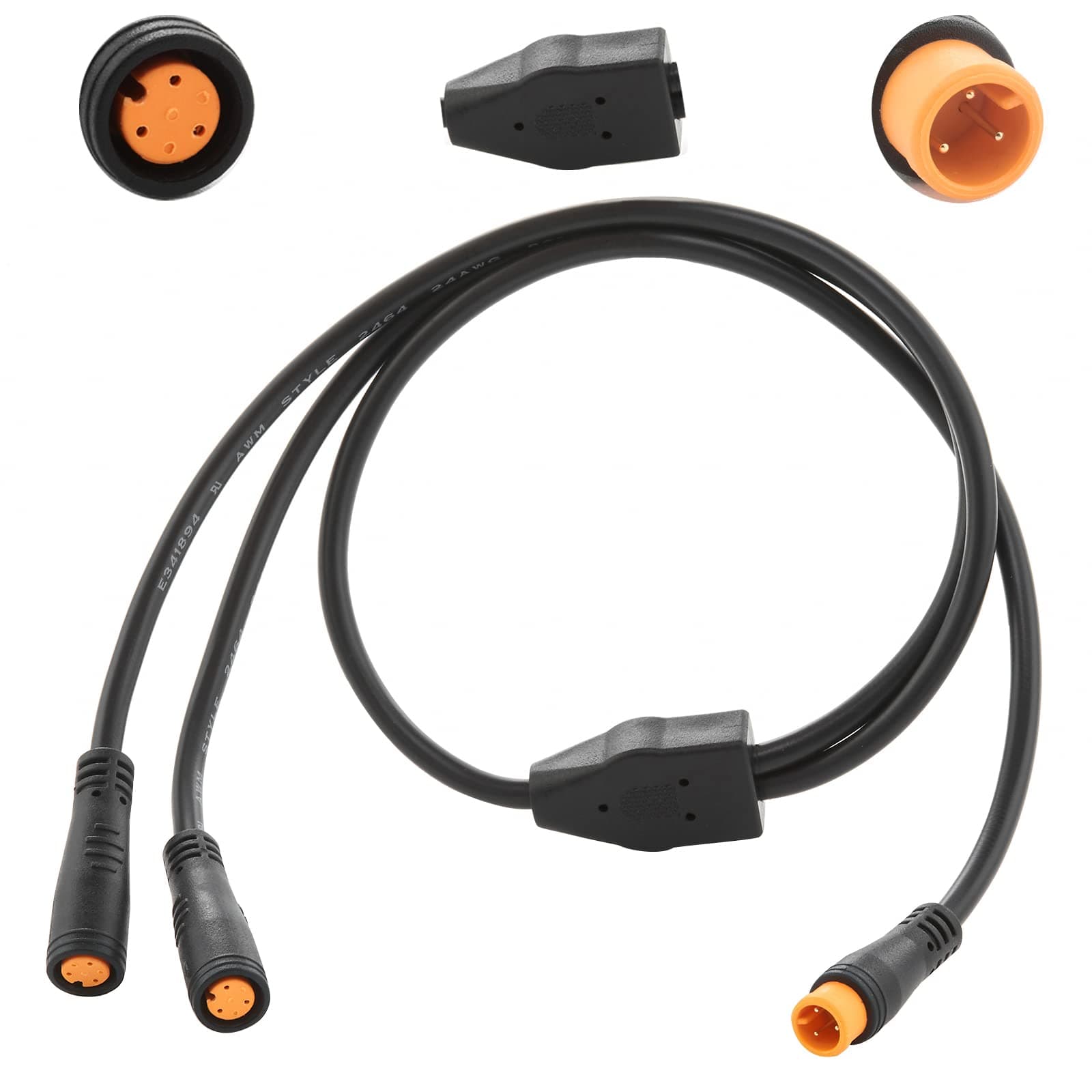 1T2 Y-Splitter Extension Wire with Julet Type 3pin Connector for Bike Headlight/Gear Sensor/Brake Split Cable in eBike Conversion Kits (3pin, 7" in Length)