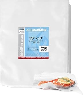 Avid Armor Chamber Machine Vacuum Pouches Size 10" x 13" Pack of 250 Pre-Cut Heavy Duty 3Mil - NOT Compatible with FOODSAVER Type Vacuum SEALERS - Commercial Grade BPA Free Sous Vide Safe