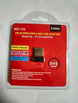 2.4GHz 950M Wireless-N Mini USB Adapter, Model No: OT-WUA950NM, Windows & Mac Compatible, Black