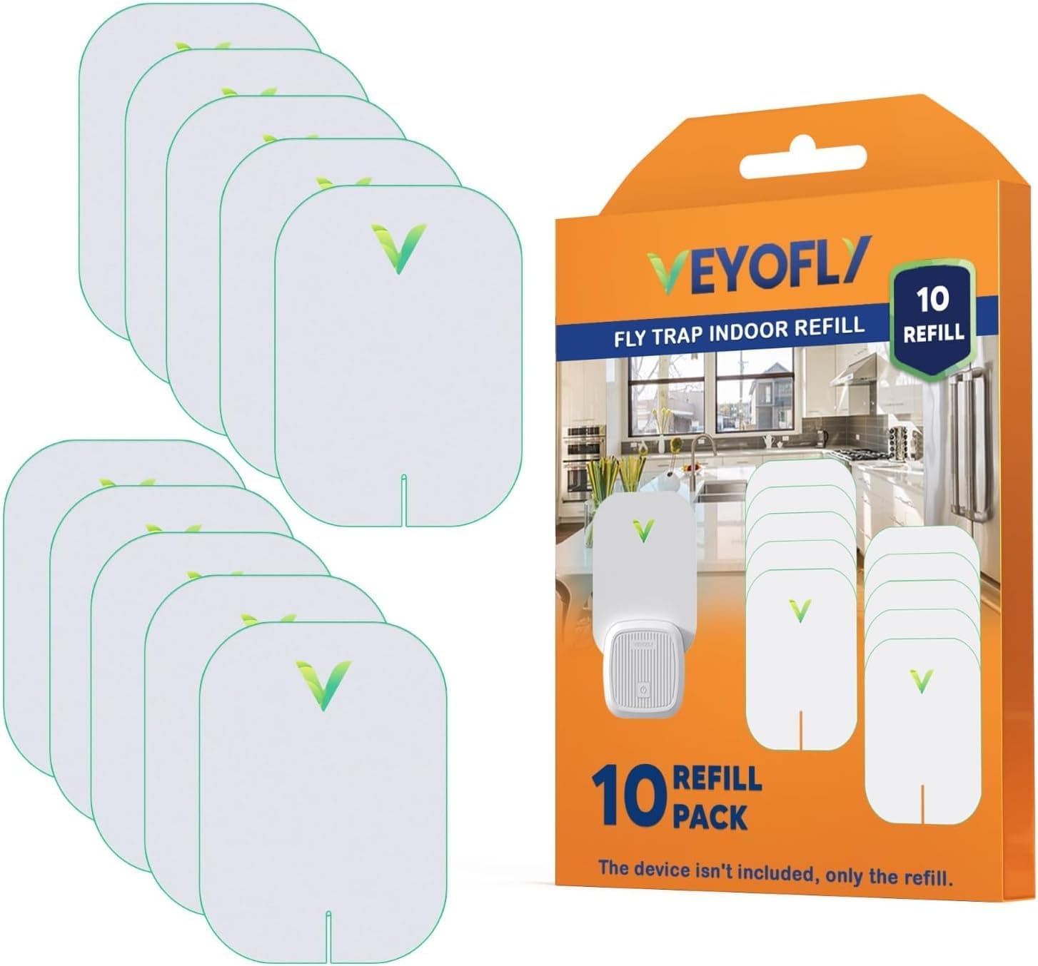 VEYOFLY Refill Flying Insect Trap - Indoor Insect Catcher with Plug, Trap Mosquitos, Flies, Insects, Gnats, Moths, Fruit Flies - Refill Plug (Pack 10)