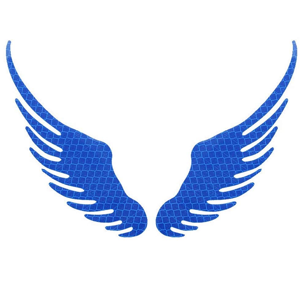 DC CLOUD Reflective Stickers Angel Wings Reflective Warning Sign Car Stickers Motorcycle Prevent-bump Caution Night Luminous Helmets High Visibility Car blue