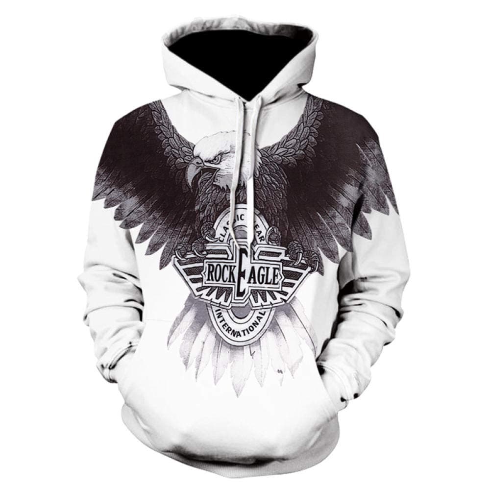 HGFHGDWhite 3D Printing Eagle Pattern Graphic Men's Women's Pullover Hoodie Sweatshirt Hooded Holiday Casual Hoodie Sweatshirt Long Sleeve