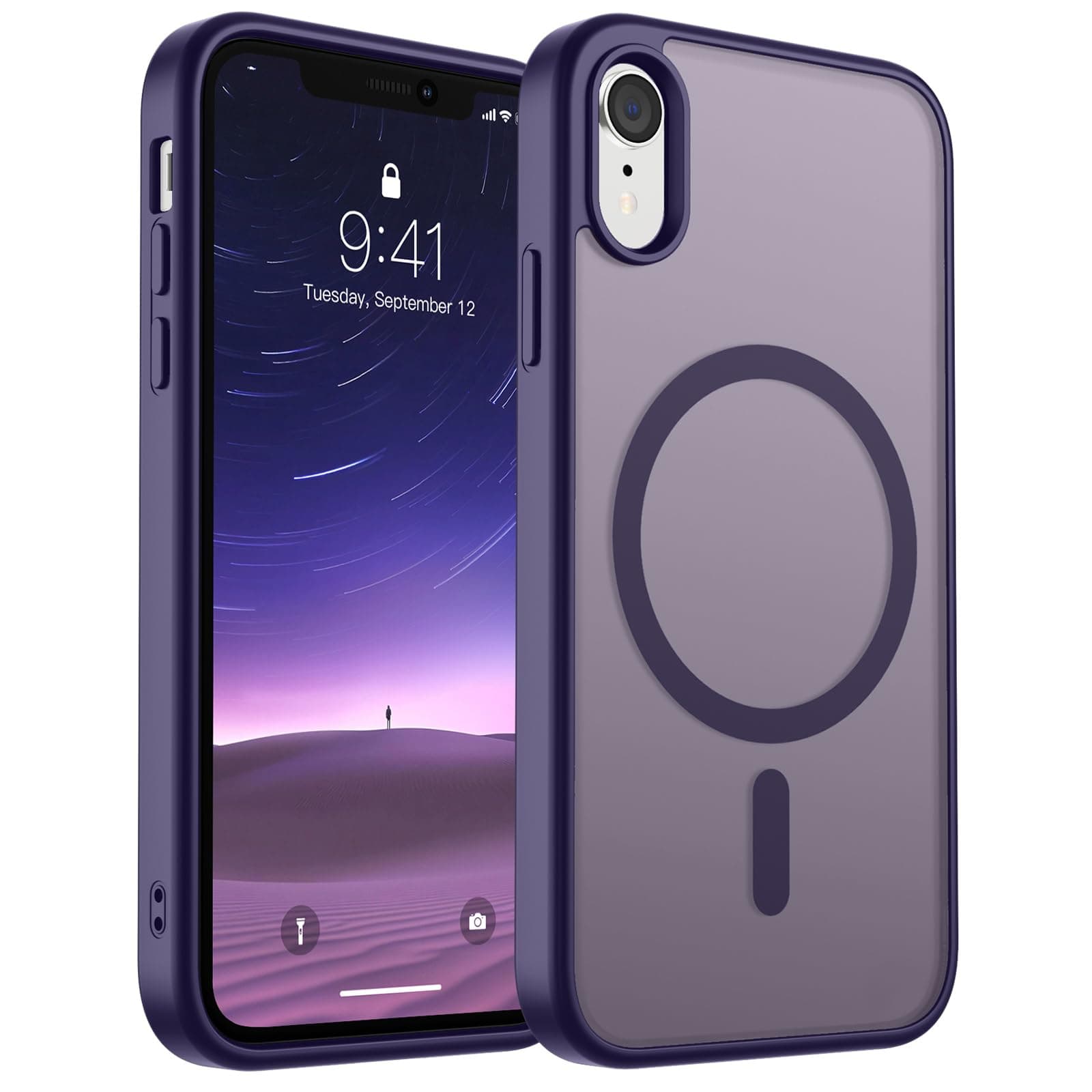 SUPFINE Magnetic for iPhone XR Phone Case(Compatible with MagSafe)(Military Grade Drop Protection) Slim Translucent Matte Shockproof with Anti-Fingerprint Phone Case,Dark Purple