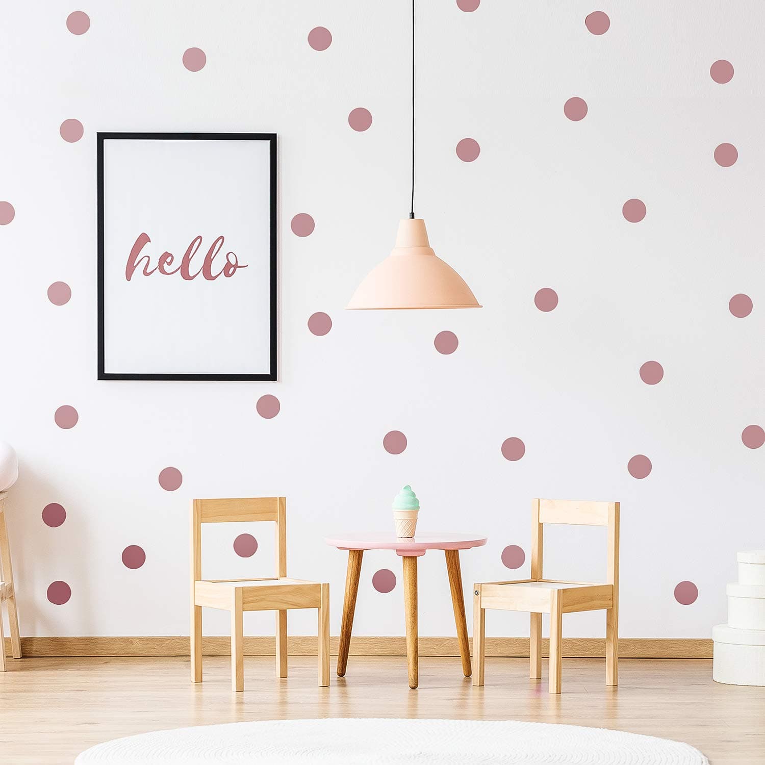 Outus 200 Pieces Wall Decal Dots Posh Dots Easy to Peel and Stick Removable Metallic Vinyl Polka Dot Decor, Round Circle Wall Decal Stickers for Festive Baby Nursery Room (Rose Gold)
