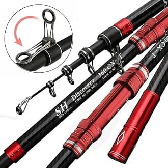 Sponsored Ad - Telescopic Fishing Rod, Carbon Fiber Travel Surf Rod, Spinning Power Lure 2-9Oz, 20-50LB,Medium-Heavy Throwing Surfcasting Baitcasting Pole,Red