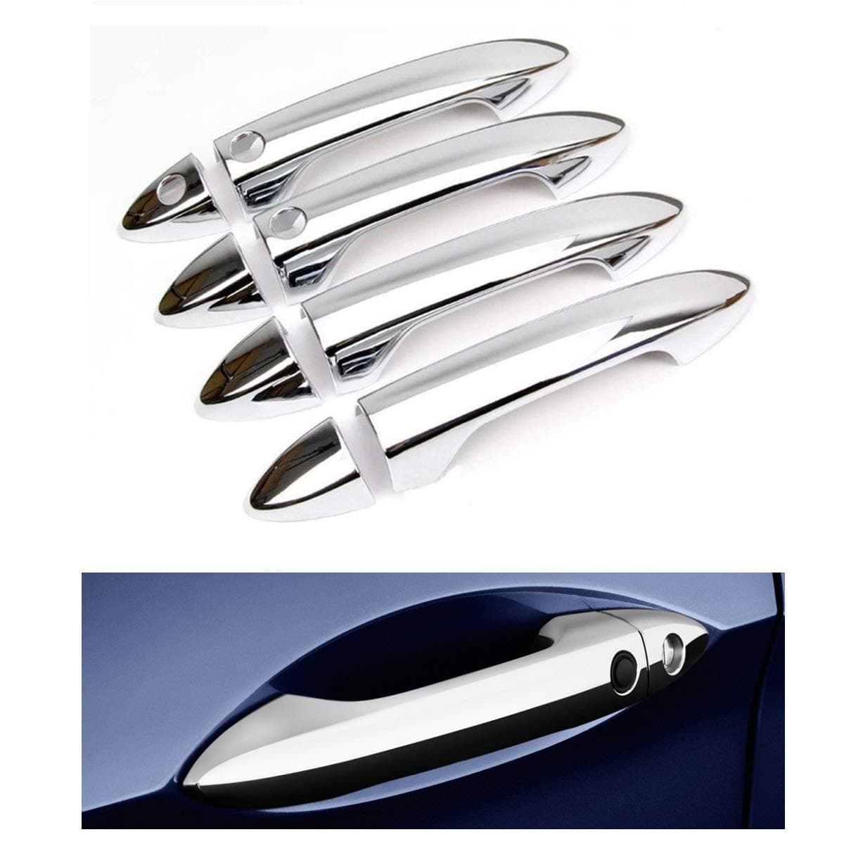 Chrome Door Handle Covers for 2016-2019 Honda Pilot SUV (With Smartkey Access)