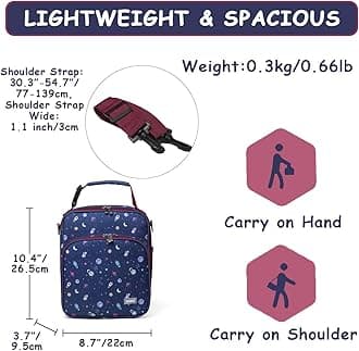 VASCHY Children's Insulated Lunch Bag, Cute Insulated Bag Boys Girls 5.5L Waterproof Lightweight Lunch Bags with Front Pocket and Removable Shoulder Strap Astronaut